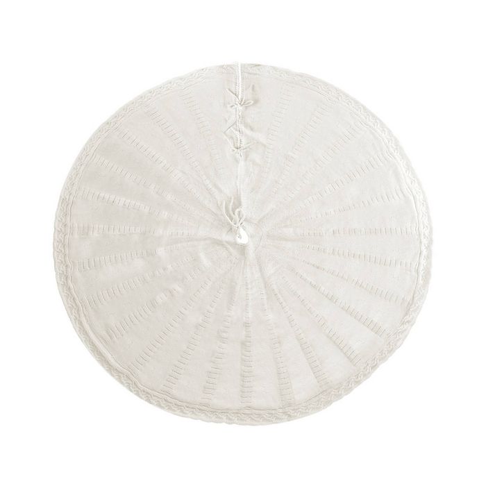 Jingle Jollys Christmas Tree Skirt 90cm Knitted Fabric Beige