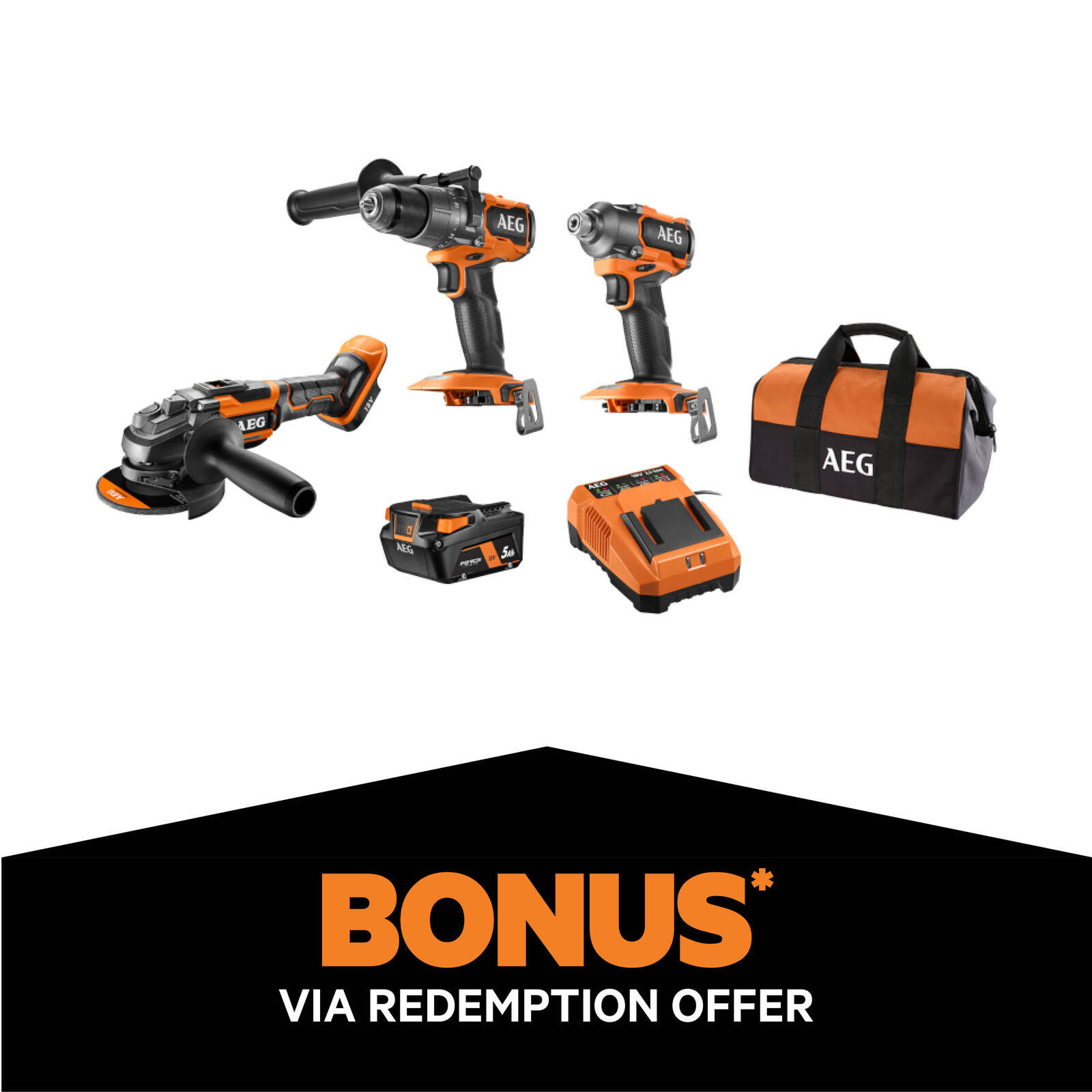 AEG 18V Brushless 3 Piece 5.0Ah Force Kit Bunnings Australia