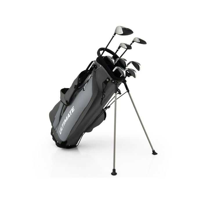 Costway Complete Men Golf Club Set Starters w/Stand Bag 10 Pieces Alloy/Graphite Drive, Right Hand, Grey