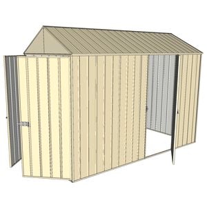 Build-a-Shed 1.5 x 3.0 x 2.3m Single Hinged Side Door Gable Shed - Cream