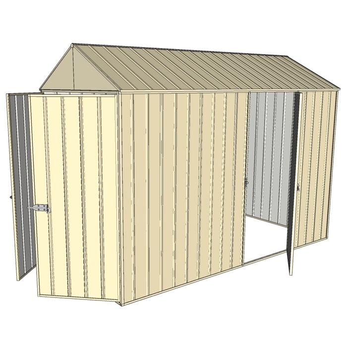 Build-a-Shed 1.5 x 3.0 x 2.3m Single Hinged Side Door Gable Shed - Cream