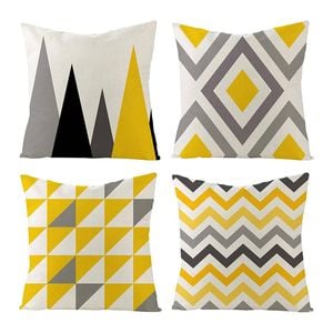 Catzon 4 Pcs Modern Throw Pillow Covers Geometric Flower Pattern for Couch