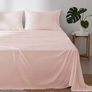 Dreamaker Superfine Washed Microfibre Sheet Set Blush Pink Single Bed