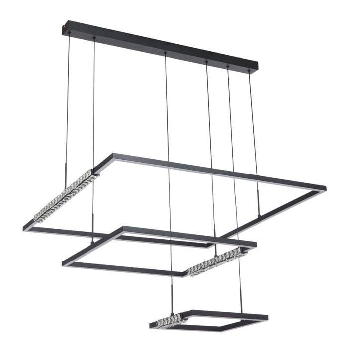 Telbix Zafra Contemporary Pendant Hanging Lamp Light Metal Aluminium Crystal Silicon Black Sand