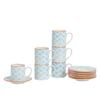 Nicola Spring Patterned Espresso Cup and Saucer Coffee Set - 65ml - Set of 6