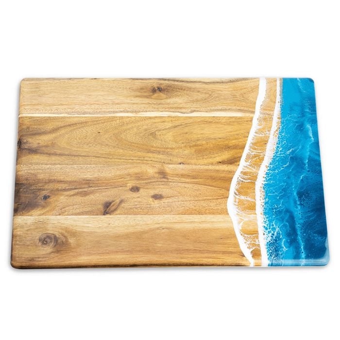 Lynn & Liana Acacia Ocean Vibes Wood/Resin Bread Durable Elegant Serving Board