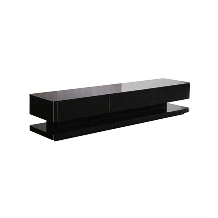 TV Cabinet with 3 Storage Drawers With High Glossy Assembled Entertainment Unit in Black colour