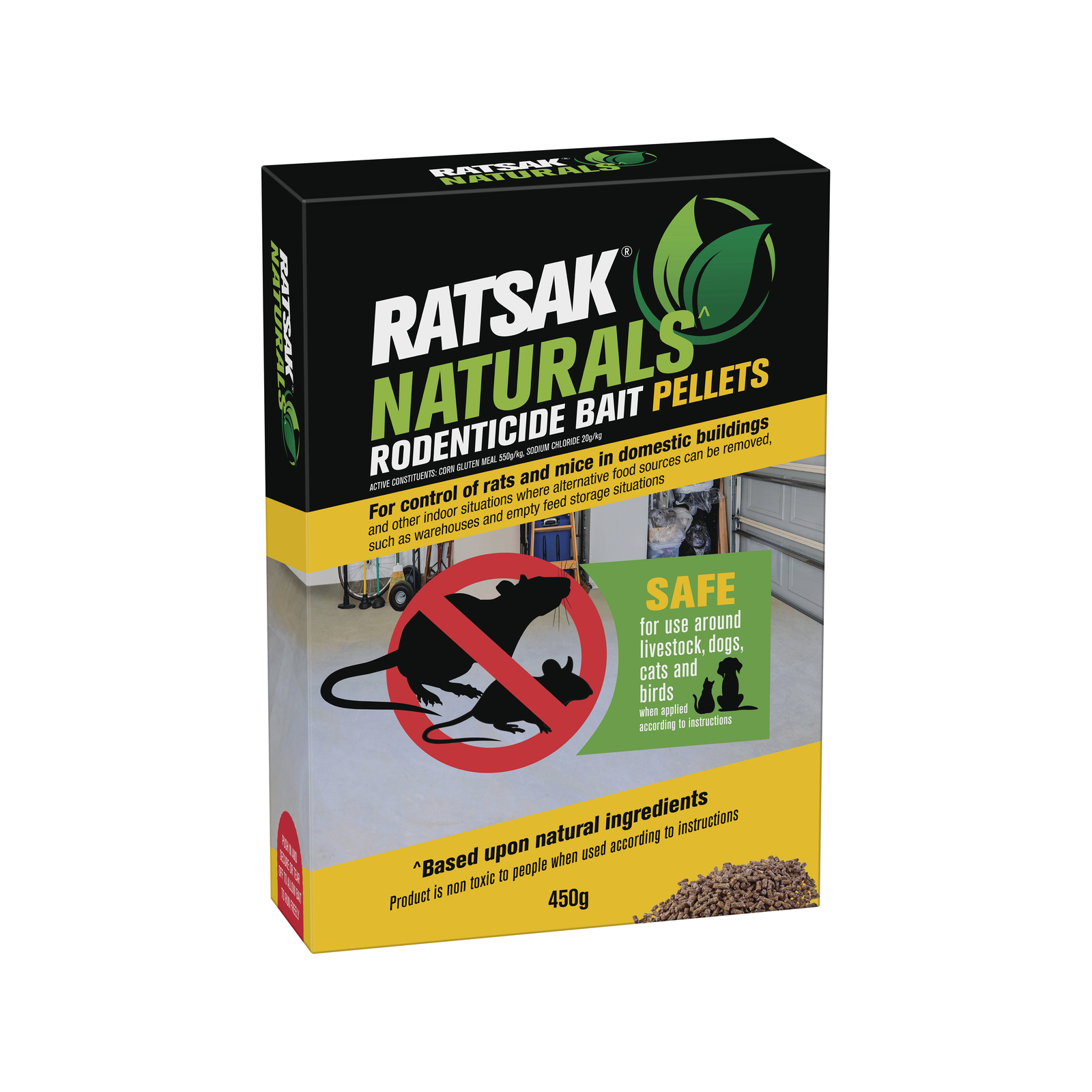 RATSAK 450g Naturals Rodenticide Bait Pellets