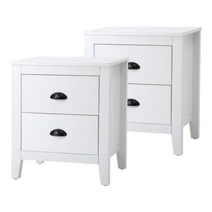 Oikiture Set Of 2 Bedside Table 2 Drawers Nightstand Vintage