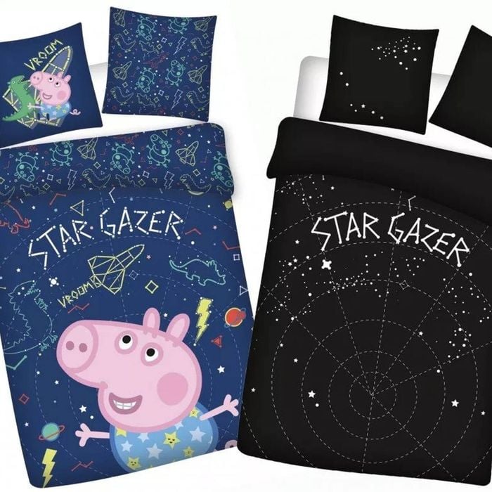 Peppa Pig Star Gazer Glow In The Dark Quilt Cover Set - Toddler Bed Size