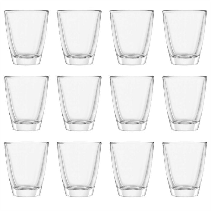 Argon Tableware 30ml Wide Shot Glasses - 12x Small Vodka Tequila Jelly Cocktail Mini Dessert Party Drinking Glass Cups Set