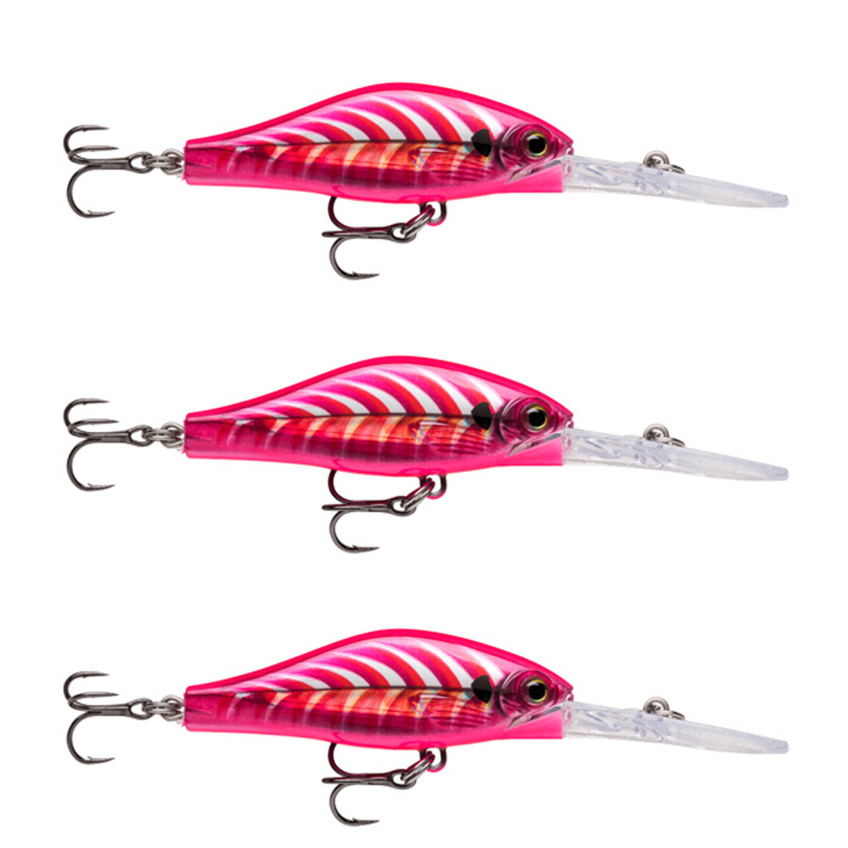 3x Rapala 5cm Shadow Rap Jack Deep Dive Crankbait Fish Lures - Pink ...
