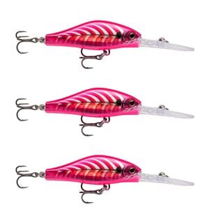 3x Rapala 5cm Shadow Rap Jack Deep Dive Crankbait Fish Lures - Pink Scad