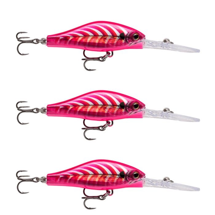 3x Rapala 5cm Shadow Rap Jack Deep Dive Crankbait Fish Lures - Pink Scad