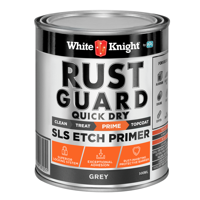White Knight Rust Guard 500ml Grey Quick Dry SLS Etch Primer Paint