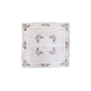 Victoriana White Applique Embroidered Table Topper 85 x 85 cm