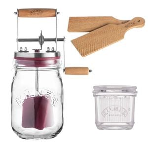 Kilner Butter Churner Glass Jar Manual + Butter Paddles + Butter Crock