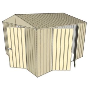 Build-a-Shed 3.0 x 3.0 x 2.3m Gable Double Hinged Side Doors Shed - Cream