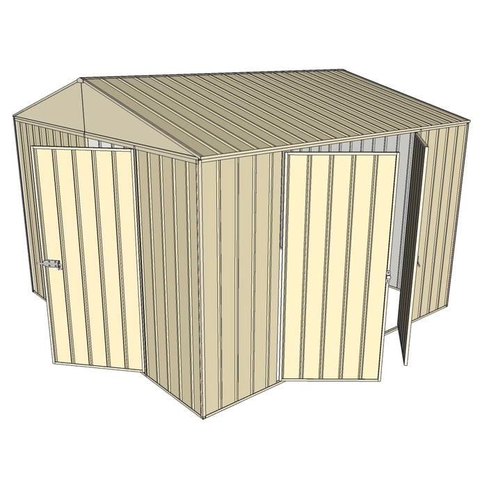 Build-a-Shed 3.0 x 3.0 x 2.3m Gable Double Hinged Side Doors Shed - Cream