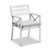 Kansas Outdoor Aluminium Dining Arm Chair White & Textured Grey Cushions