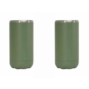 2pk Annabel Trends 14.5cm Stainless Steel Can Cooler Skinny - Khaki