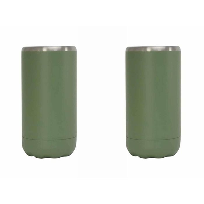 2pk Annabel Trends 14.5cm Stainless Steel Can Cooler Skinny - Khaki