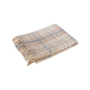 J.elliot Home Rhiannon 130x160cm Cotton Throw Blanket - Grey Beige Multi
