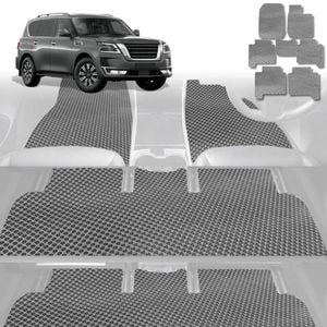 6D Diamond Car Floor Mats for Nissan Patrol Y62 2013-Current-Ultimate Set-Grey-Outback GT