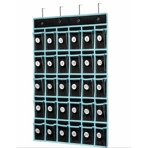 Classroom Pocket Chart Organizer - 30-Pocket Phone & Calculator Holder Black