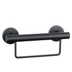 evekare 300mm Black Towel Rail with Grab Rail