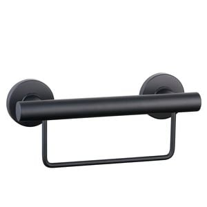 evekare 300mm Black Towel Rail with Grab Rail