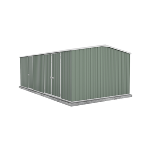 Absco Sheds 5.96 x 3.00 x 2.06m Pale Eucalypt Workshop Three Door Garden Shed