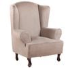 Smarcute Suede Wing Chair Cover 1 Piece Stretch Thick Sofa Slipcover Sand