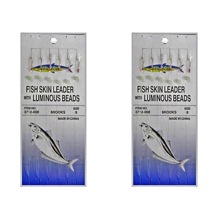 2x Surecatch Wilson Bait Jig - Fish Skin Fishing Rig 6 Hook - Size 8