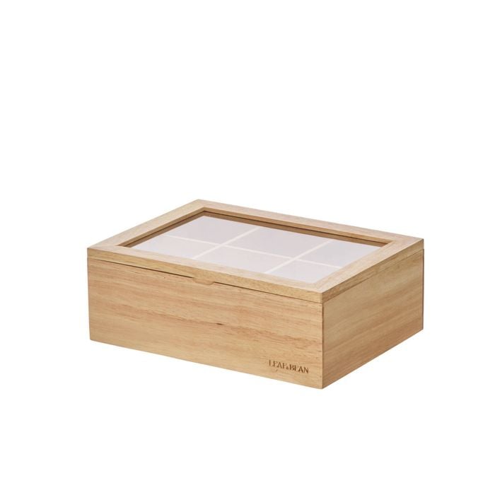 Leaf & Bean Byron Large Wooden Tea Box Natural 25x18.5x9cm