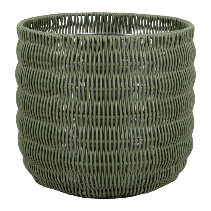 Astin Sinclair 300 x 280mm Green Poly Rattan Basket Planter Medium