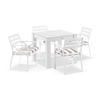 Hugo Outdoor 4 Seater Ceramic & Aluminium Dining Table White With Kansas Chairs Sunbrella Beige Cushions