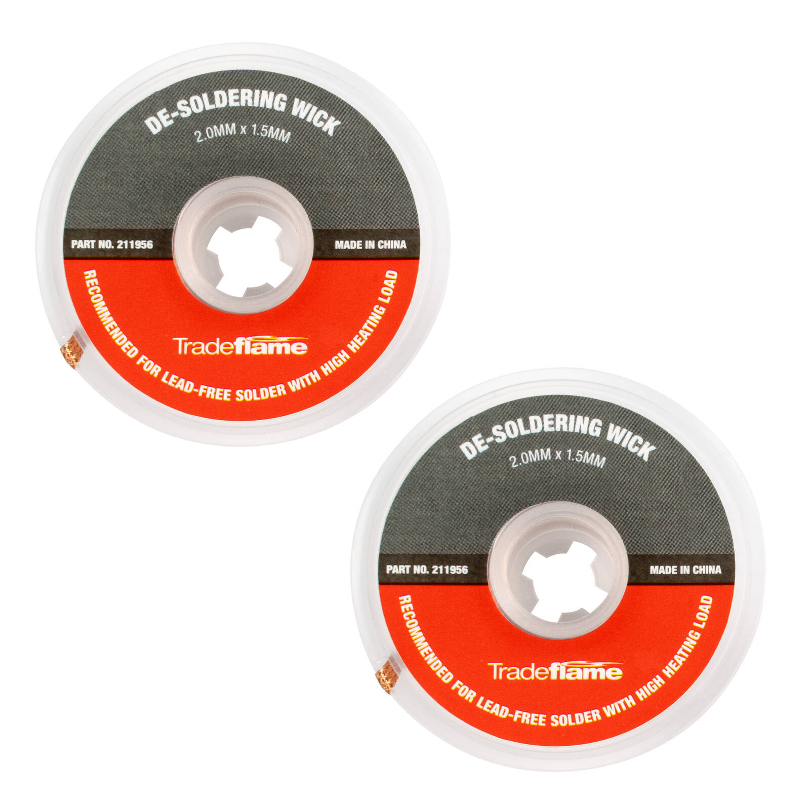 Tradeflame 2.0mm x 1.5mm De-Soldering Wick - 2 Pack