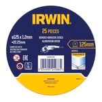 Irwin 125 x 1.2 x 22.2mm Metal Cut Off Disc - 25 Pack