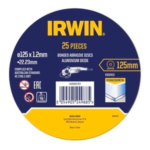 Irwin 125 x 1.2 x 22.2mm Metal Cut Off Disc - 25 Pack