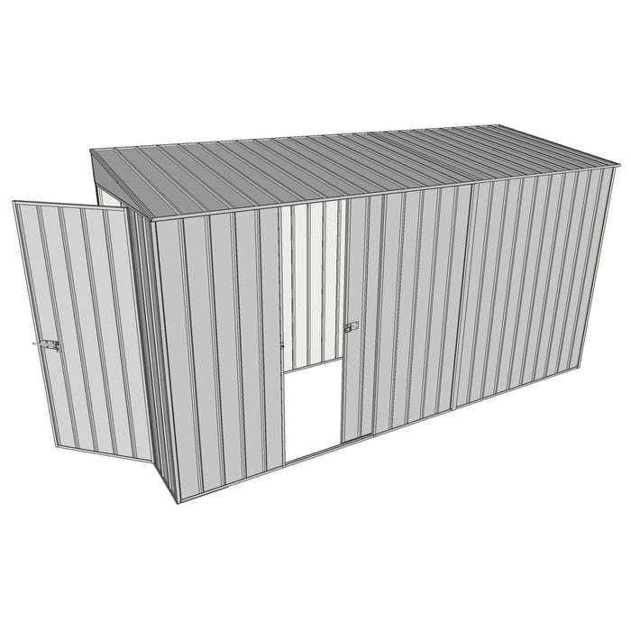 Build-A-Shed 1.2 x 3.7 x 2.0m Tunnel Shed Tunnel Hinged Door with 1 Sliding Side Door - Zinc