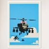 Galrie Banksy Happy Choppers Art Print - 2003 Limited Edition for Home Decor, White Frame, 50 x 70cm (20 x 28inch)