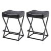 Advwin Bar Stools Set of 2 PU Leather Kitchen Counter Stools w/ U-Shape Cushion & Footrest Bar Chair Black