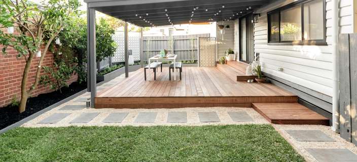 After - Deck - Pergola - Outdoor setting - Backyard - Make it happen - Wide