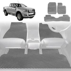 6D Diamond Car Floor Mats for Ford Ranger 2012-2015-Full Set-Grey-Outback GT