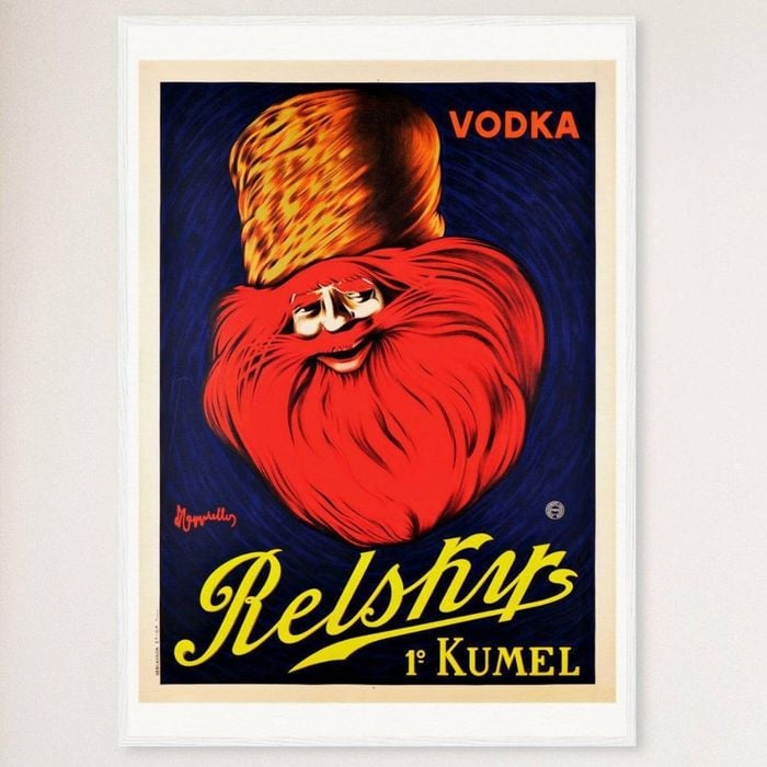 Galrie Authentic Vodka Relshirs Kumel Vintage Advertising Poster for Home Decor, White Frame, A0 84 x 119cm (33 x 47inch)