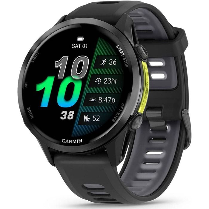 Garmin Forerunner 970 GPS Running Smartwatch - Carbon Grey DLC Titanium with Black Case and Black/Translucent Whitestone Band