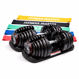 Fitness Master 80kg Adjustable Dumbbell Set 2x40kg Dial W/ Free Band Home Gym