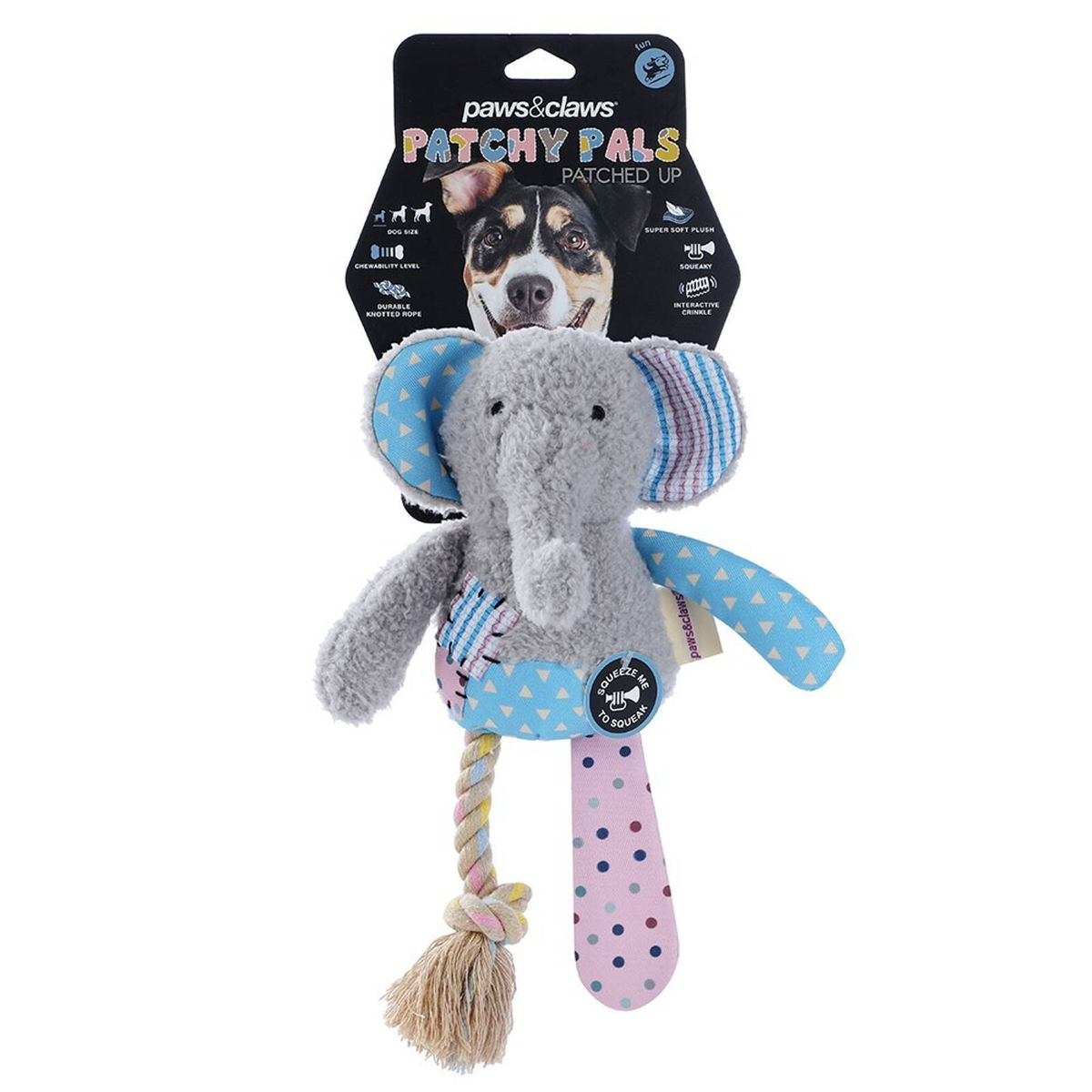 paws-claws-patchy-pals-plush-rope-elephant-pet-dog-toy-36x20x8cm