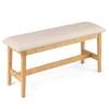 Costway 1m Upholstered Shoe Bench Button Tufted Bed End Dining Bamboo